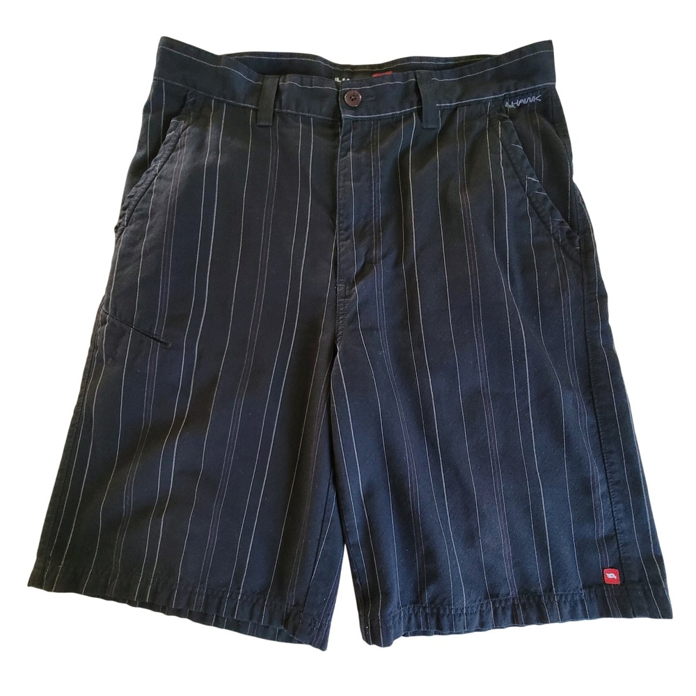 Tony Hawk Skate Shorts Mens 34 Black Pinstripe Relaxed Fit Utility Streetwear